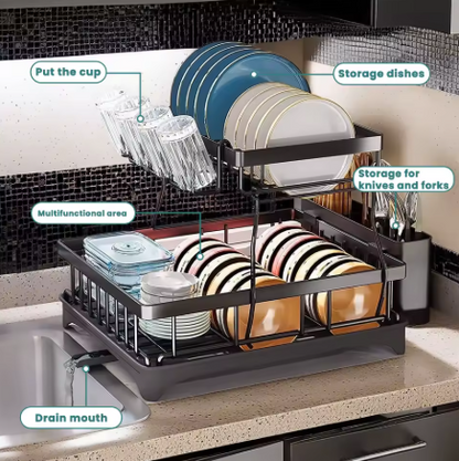 Venloo DuoDry™ – 2-Tier Large Dish Drying Rack